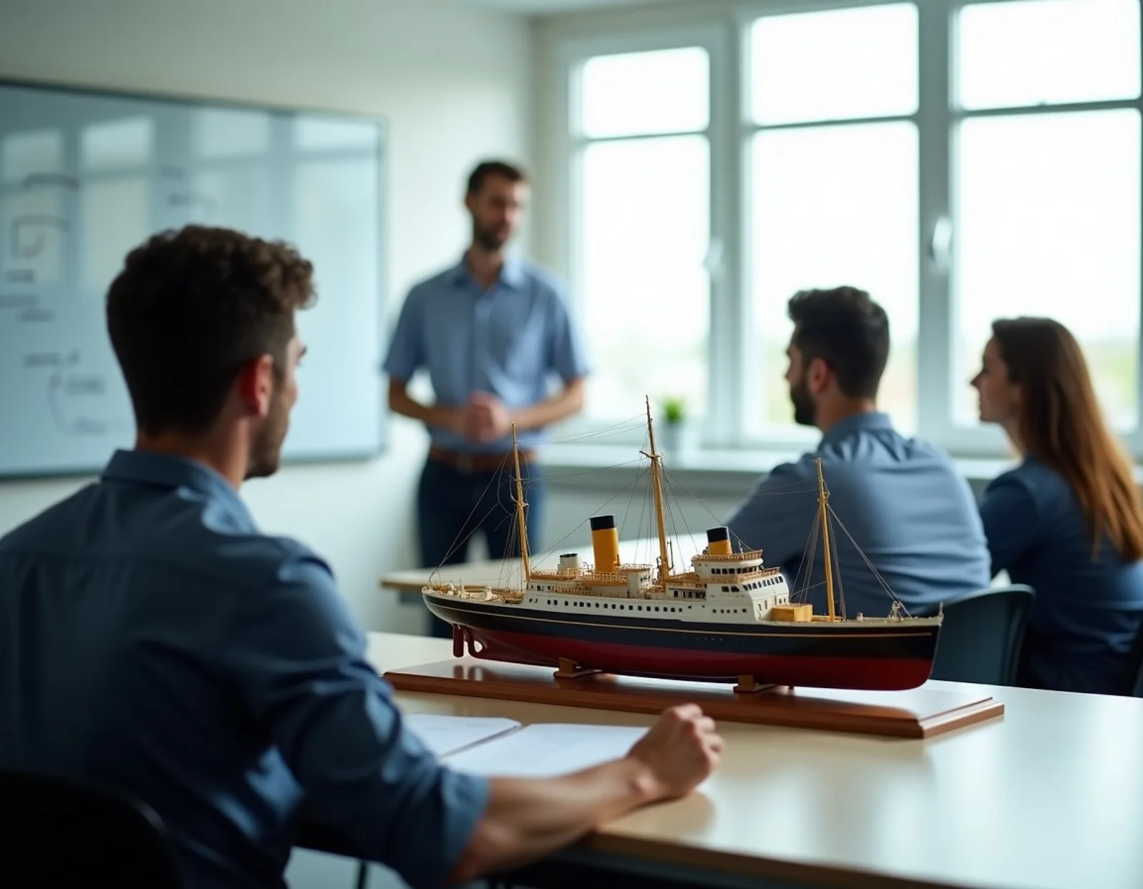Classroom with a model ship